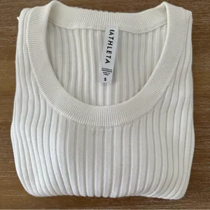 Athleta Ribbed White Sweater thumbnail 7