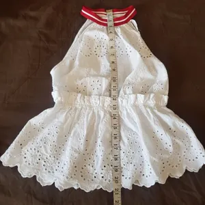 Zara Basic Denim Top Tank XS White Crochet Eyelet Bohemian Boho Chic Cottage thumbnail 11