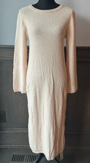 Saodimallsu Cream Textured Long Sleeve Dress - Women small thumbnail 1