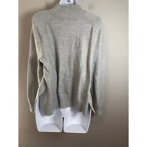 Banana Republic Gray Mock Neck Pullover Sweater Size L Heather Knit Side Slit‎ thumbnail 4