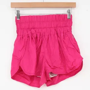 Free People Movement Way Home Shorts Pink Smocked High Waist Athletic Small thumbnail 2