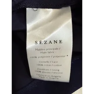 Sezane Louisie Blouse Size 36 US 4 Navy Lace Trim‎ thumbnail 4