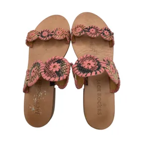 Jack Rogers Lauren Snake Embossed Sandals Women 8 Pink Snakeskin Leather Slip On thumbnail 8
