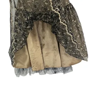Jessica McClintock Gold Strapless Fit Flare Dress Floral Overlay Party‎ 2 Retro thumbnail 4