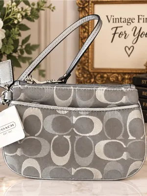 Coach Gray Signature Wristlet - Gray/Light Gray NWT thumbnail 1