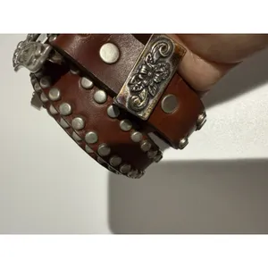 Western Studded Belt San Juan Creek Brown Leather Silver Stamped‎ 35" Sz 30 thumbnail 6