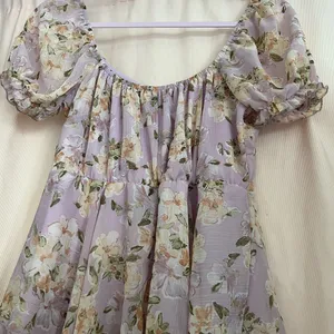 Floral Puff Sleeve Jumpsuit Purple Size M thumbnail 5