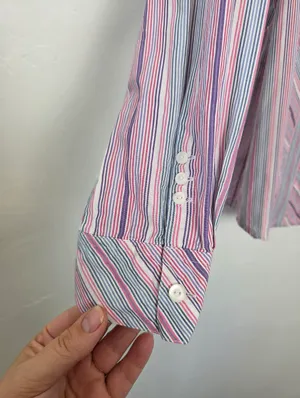 Pastel Chevron Striped Blouse Top Purple Pink Cotton Twee Preppy 90s Butter Mom thumbnail 5