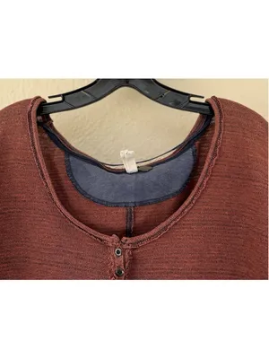 Free People We The Free Beach Haven Henley Long Sleeve Top Boho Slouchy Oversize thumbnail 4