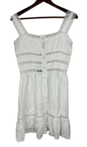 Storia NWT‎ White Lace Buttons Mini Babydoll Dress Women's Small thumbnail 1