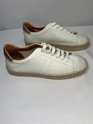 Dalson Espadrilles Boho Hippie Cottagecore White Leather Platform Sneaker Sz 9 thumbnail 3