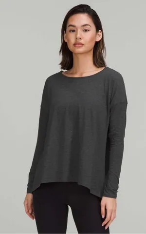 Lululemon Back into it‎ long sleeve shirt pima cotton black 8 thumbnail 1