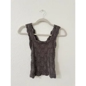 Free People Love Letter Textured Knit Tank Brown Sleeveless Top thumbnail 3