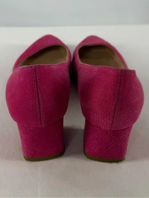 Aquatalia Embossed Suede Pointed Toe Block Heel Pumps‎ in Fuchsia Pink Size 6 thumbnail 6