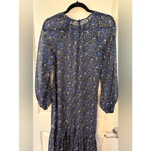 Banana Republic Black Blue Long Sleeve Laxi Sheer Dress Women's Sz 0 thumbnail 8