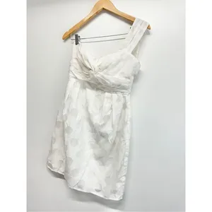 MM Couture by Miss Me White One Shoulder Burnout Polka Dot Mini‎ Dress Size M thumbnail 4
