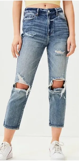Pacsun Medium Wash High Rise Ripped Distressed Mom Jeans thumbnail 1