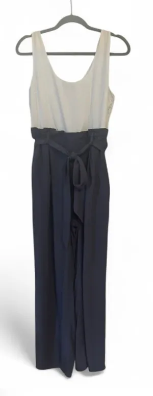 Shinestar Women's Sleeveless Wide-Leg Jumpsuit White Navy M 100% Rayon thumbnail 1