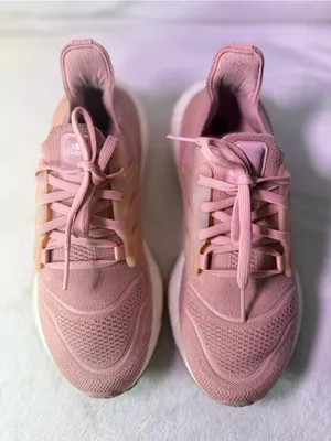 adidas Women’s Pink Knit Running Sneaker thumbnail 4