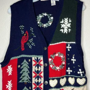 Vintage North Crest‎ Christmas Sweater Vest thumbnail 2