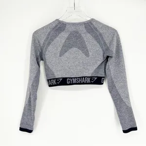 Gymshark Logo Tape Long Sleeve Crop Top‎ Women's Size S Blue Workout thumbnail 2