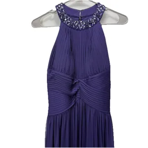 Alex Evenings Purple Beaded Sleeveless‎ Chiffon Halter Gown Size 8 Shawl thumbnail 8