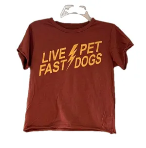 Live Fast Pet Dogs Women’s Red and Orange T Shirt thumbnail 1