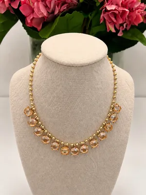 Anthropologie Statement Stone Necklace in Citrine thumbnail 2