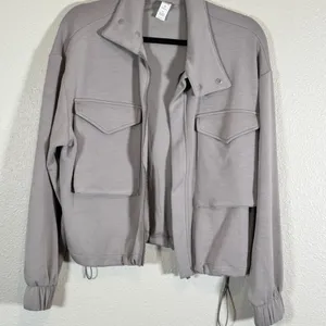 Yogalicious Grey Softlite Scuba Autumn Jacket Womens S Bomber Athletic Casual thumbnail 9