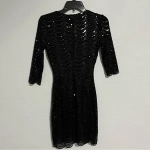 Lulu’s Star Dust Black Sequin Bodycon Dress Size XS thumbnail 4