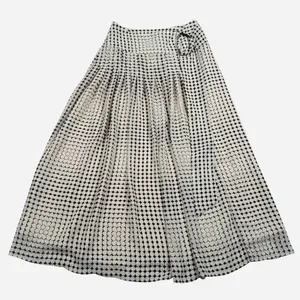 Reiss Jorja Skirt Womens 0 Black Cream Geometric Pleated Buckle Midi Lined‎ thumbnail 2