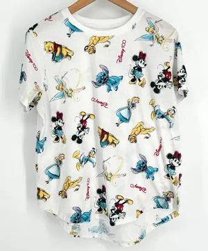 Disney Shirt Womens All Over Print Mickey Mouse 100 Year Collectors‎ Large White thumbnail 1