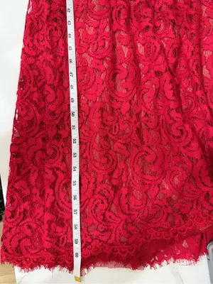 Tadashi Shoji Red Lace Maxi Dress with Three-Quarter Sleeves thumbnail 7