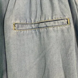 Zara Denim Light Wash‎ Paperbag Waist Wide Leg Culottes with Belt Blue Size M thumbnail 7