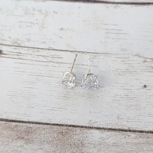 Clear Gem Stud Earrings 0.25" thumbnail 4