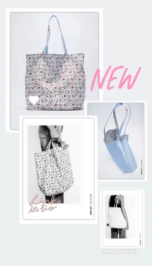 ZARA Reversible Floral Print Tote Bag thumbnail 2