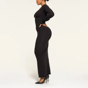 SKIMS Fits Everybody Corset Long Sleeve Dress in Onyx Large Sold Out NWT thumbnail 2