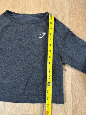 Gymshark Charcoal Grey Cropped Long Sleeve Top thumbnail 4
