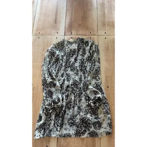 Coldwater Creek Women Small Brown Cream Floral Sheer Button Front Boho Blouse‎ thumbnail 6