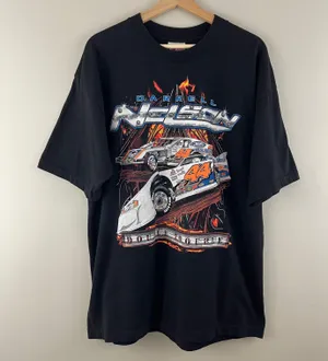 Darrell Nelson Vintage Black Orange Double Trouble No. 44 Racing Graphic Tee thumbnail 1