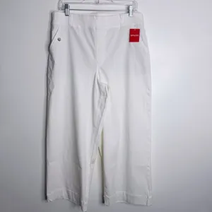 NWT‎ Spanx 1X Stretch Twill Cropped Pant Wide Leg Bright White Pull-On Casual thumbnail 2