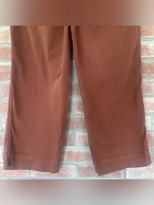 Quince High Rise Cropped Wide Straight Pants Women’s 31 Rust Orange Twill thumbnail 7