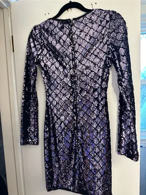privy Vintage Y2K Lavender Sequin Long Sleeve V-Neck Dress size small NWT thumbnail 5