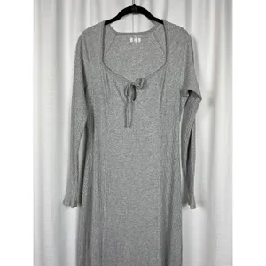 Aerie Gray Ribbed Knit Maxi Dress Sz.L thumbnail 7