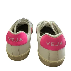 Veja Esplar Sneakers Size 6 EU 37 White Leather With Bright Pink V Logo thumbnail 6