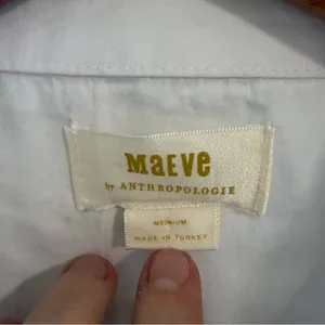 Anthropologie Maeve Black and White Sleeveless Blouse with Busier and Collar thumbnail 3
