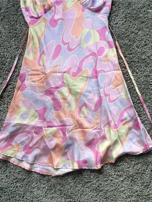 Peppermayo Pink Lavender & Peach Abstract Wrap Mini Dress thumbnail 3