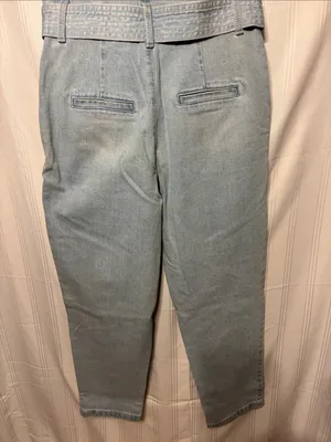 a new day Light Wash Paperbag Waist Denim Pants with Tie thumbnail 5
