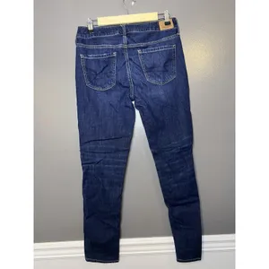 American Eagle Outfitters Tomgirl Jeans Womens 4 Dark Wash Blue Distressed Denim thumbnail 4