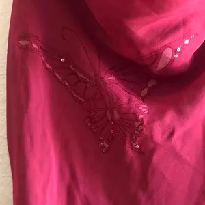 2000s Y2K Fairy Goddess Asymmetrical Handkerchief Hem Cowl Neck Beaded Sequin Top Blouse Pink #Whimsical #Mystic #Feminine #Angelic #Rave Festival Party Vintage thumbnail 5